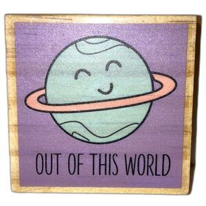 CRAFT SMART “Out of This World” Earth Wood Mounted Rubber Stamp 2.5" x 2.5"